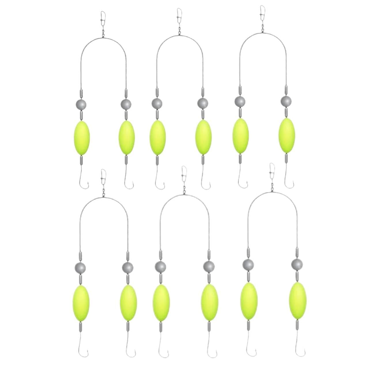 6 Pcs Double Hook Reverse Bottom Rig Fishing, Size 4, 6, 8, 10 Anti Tangle Fishing Hook Set, Pre Tied Surf Fish Floats Tackle Freshwater Saltwater