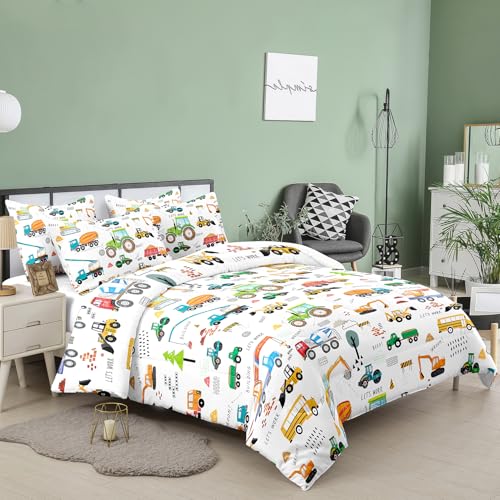 Image of Peopleareok Construction Comforter Set Twin (68x86 Inch), 2 Pieces Construction Excavator Tractor Bedding Sets for Boys Toddler Children, Super Soft Microfiber Comforter with 1 Pillowcase