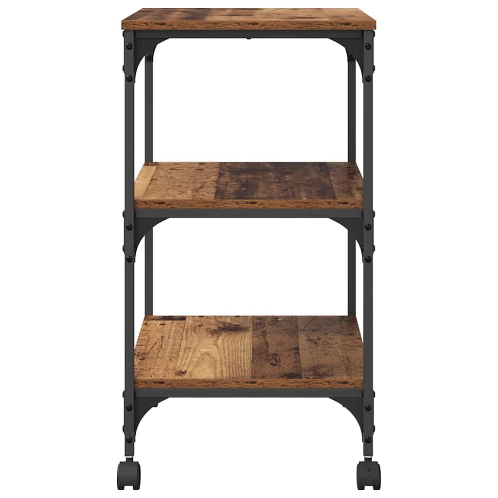 Druckerständer aus Altholz 50 x 41 x 75 cm Holzwerkstoff mit Rollen für effiziente Büroorganisation und modernes industrielles Design