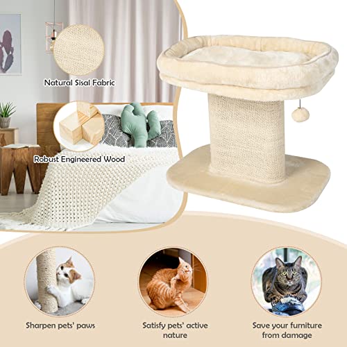 Árbol para Gatos 2 Niveles, Beige, 19.5 pulg miniatura 4