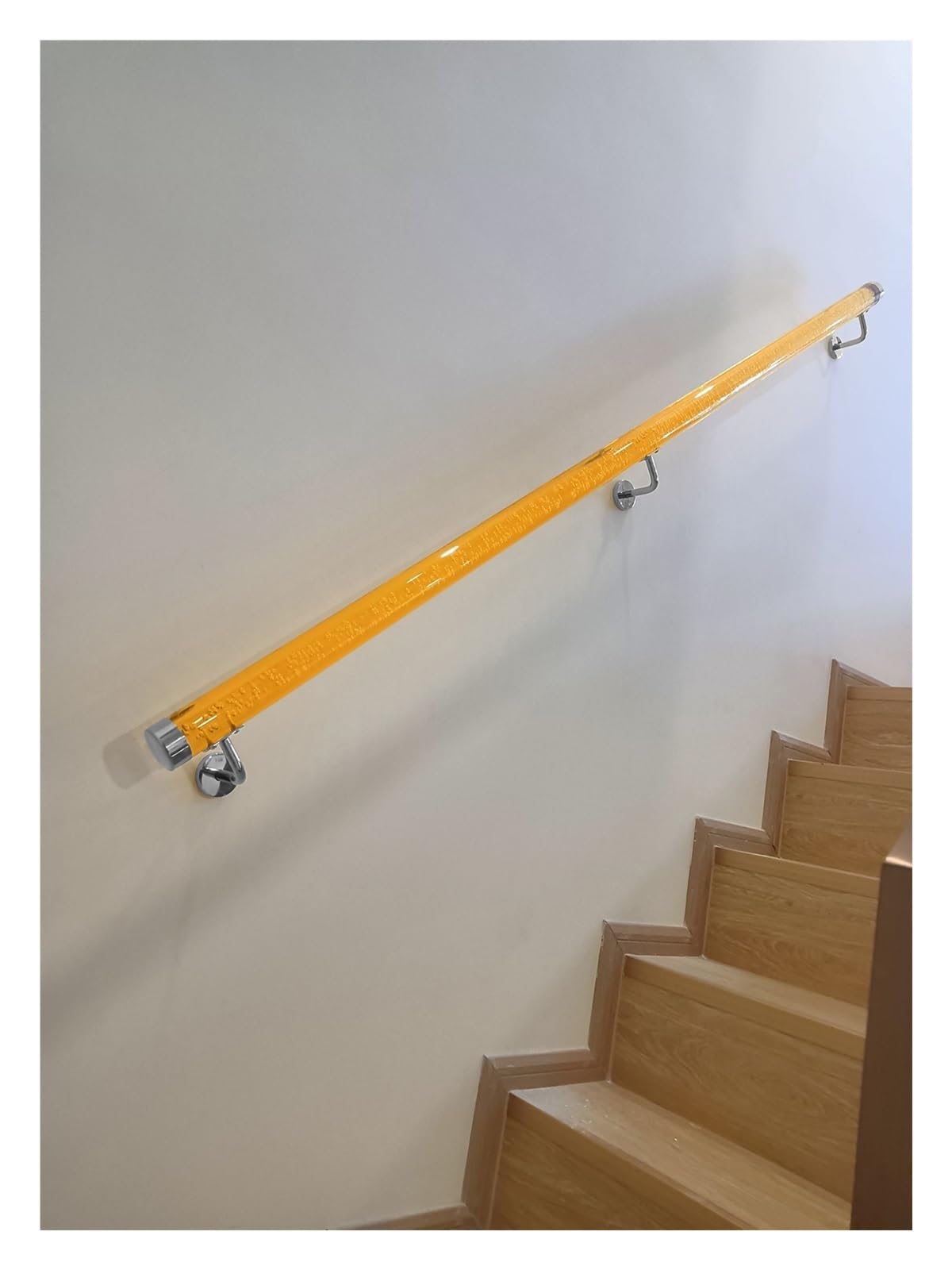 Gyeqxkt Silver Brackets 1Pc Customizable Clear Acrylic Stair Handrail With Stainless Steel Bracketsnonslip Design For Indoor/Outdoor Use 1.4M (4.5Ft)