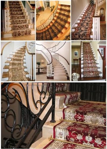 15 Pack Stair Carpet Rods with Sphel Finial & Brackets, Non-Slip Stairway Rug Holders, Commercial Quality, Custom Length 24in/61cm, Durable & Easy Install