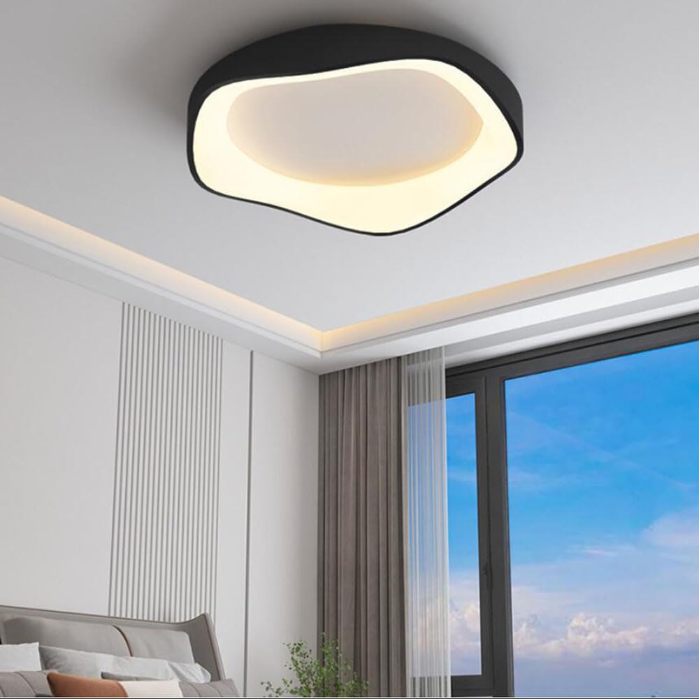 19,7-calowa Energooszczędna Ultracienka Lampa Przewodowa Lampy Sufitowe LED Do Dekoracji Domu Łatwa W Montażu Metalowa Oprawa Oświetleniowa Trójkolorowe Lampy Panelowe Z Wbudowanym Ściemniaczem KNBVFH