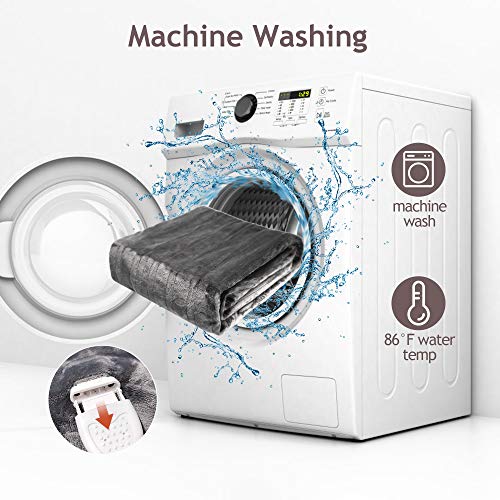 Heynemo Electric Blanket King Size With Dual Control, Heated Blanket For 89°F-108°F 10 Heating Levels Heating Blanket With 1-12 Hours Auto Shut Off, Grey #TOP7