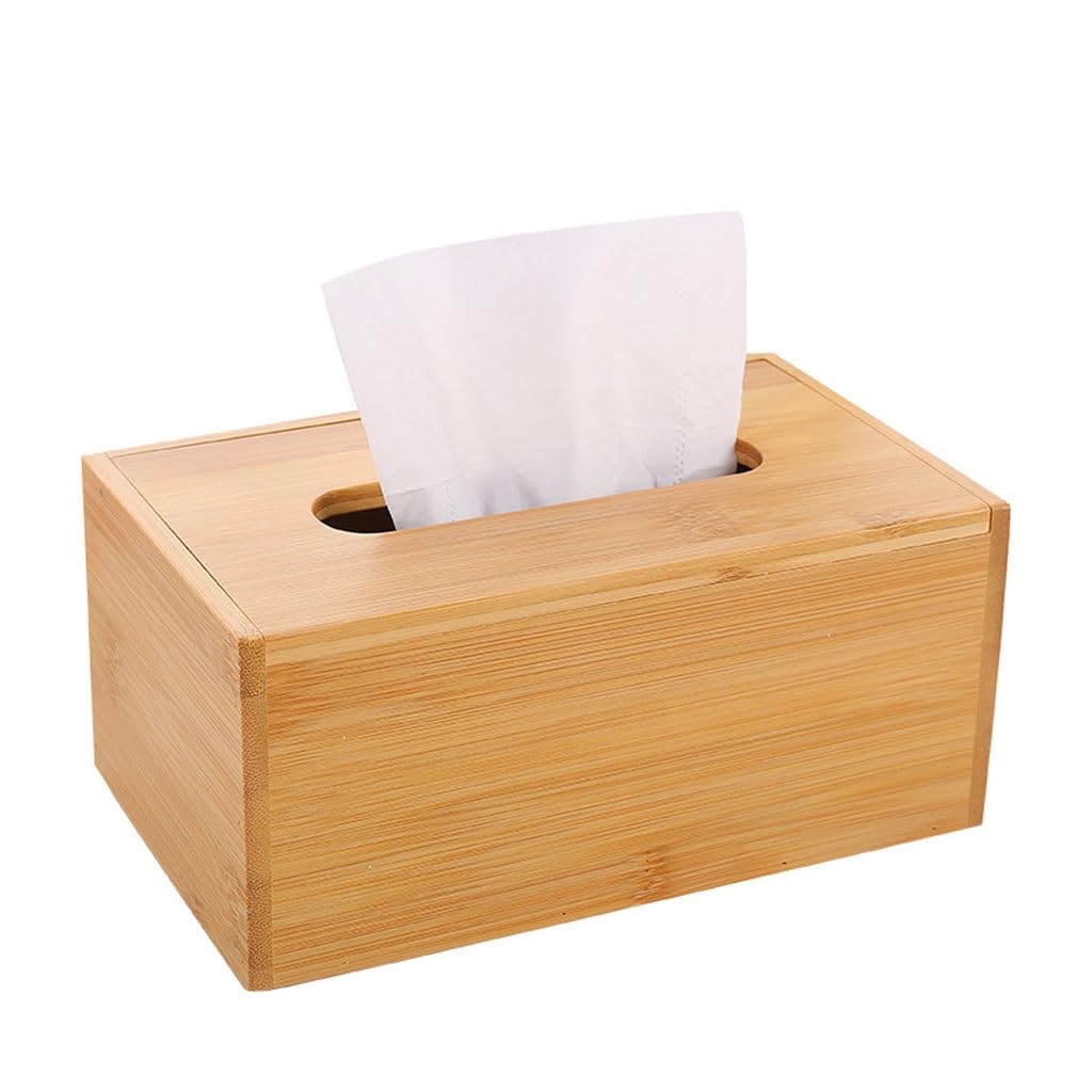 Boîte à mouchoirs en bambou distributeur papier avec rangement salle de bains