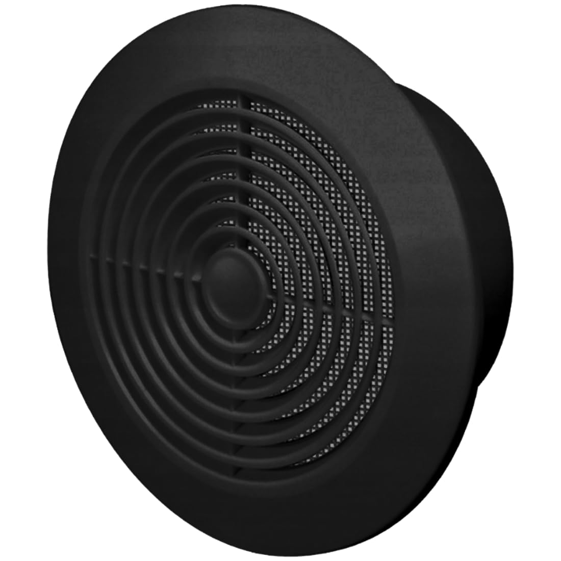 Soladirect Black 6-Inch / 150 Mm Circular Ceiling Mounted Air Vent Grille Cover, Round Ventilation Extract/Supply Valve Diffuser, Anti Fly Net, Easy Installation, Uv Resistant Plastic (Black)