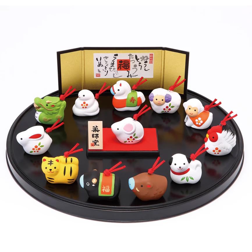 Amazon.co.jp: 干支 置物 十二支セット/錦彩招福寿々十二支飾り(土鈴