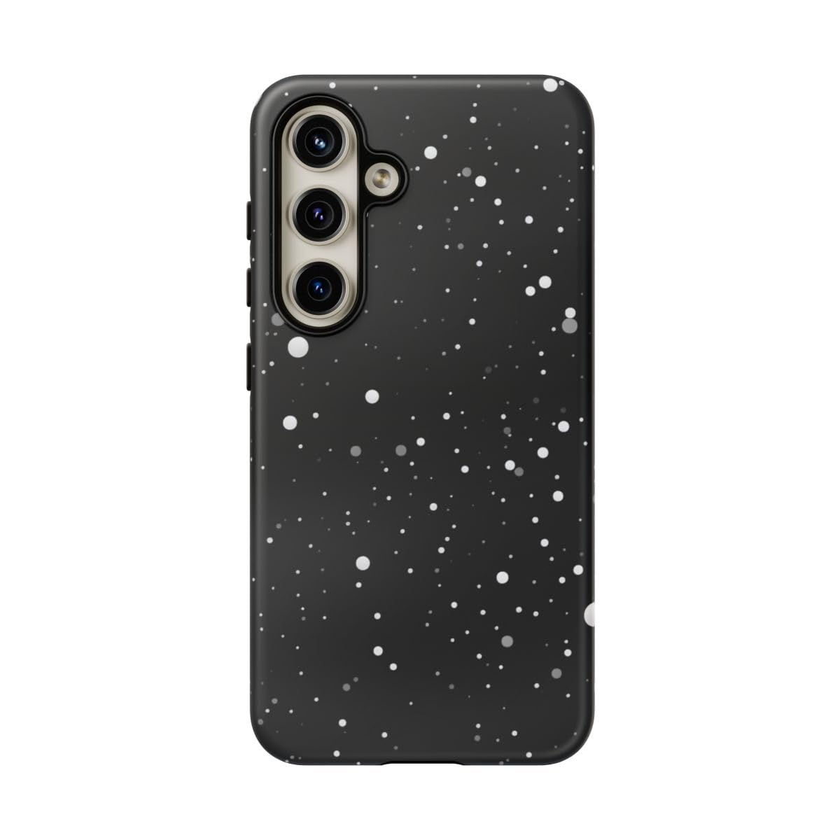 Coque Samsung S24 rigide mate à pois blancs texture spatiale