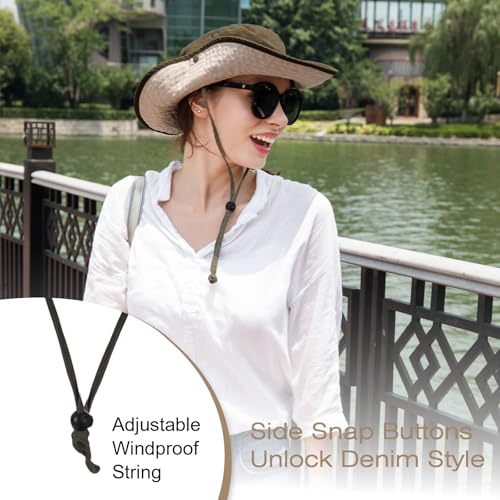 Image of Bucket Hat Wide Brim UV Protection Sun Hat Boonie Hats Fishing Hiking Safari Outdoor Hats for Men and Women