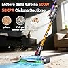 Infaebo Aspirapolvere Senza Fili, 58KPa/550W/50Min, Dotato di Contenitore da 1,8 litri e Spazzola Anti-Groviglio Scopa Elettrica Senza Fili, Utilizzabile per peli di Animali Domestici,Casa, Auto, Oro