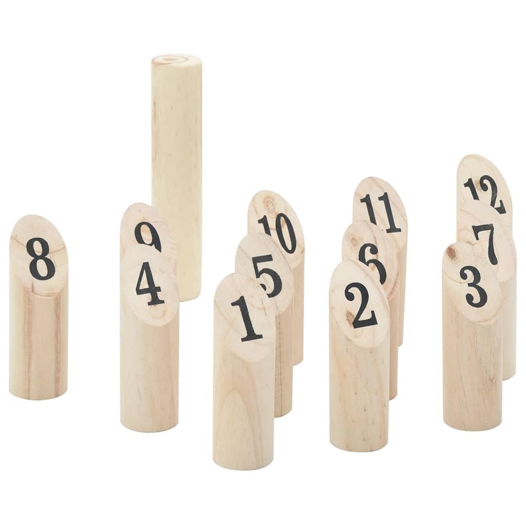 Kubb-Spielset 13-TLG. aus Kiefernholz, Wurfspiel für Garten und Freizeit, inkl. Tragetasche, Wurfspiel für Familien, Strategie-Spiel aus Massivholz