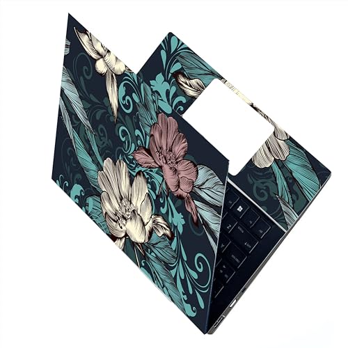 Image of Full Laptop Skin Stickers HD Quality Sticker for Laptops Upto 15.6 inch (Dustproof|Waterproof|Scratchproof|Reusable) - BE BL Floral FL