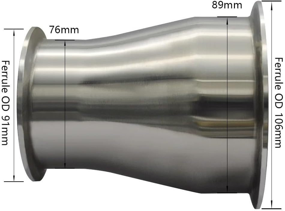 Fitting Reducer Fitting 304 Tri Clamp Ferrule Style 1.5" Tube OD to 2" Tube OD(Pipe76mm-102mm)
