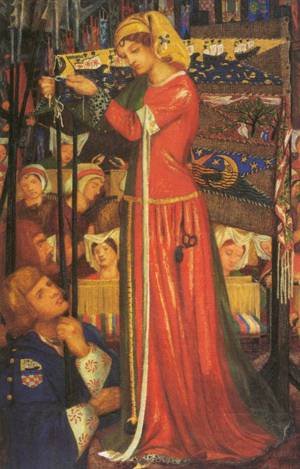 Peinture à l'huile Before The Battle de Dante Gabriel Rossetti, tableau sur toile 30x40 cm