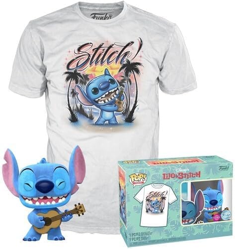 Funko Pop Stitch Ukelele figura vinilo flocado y camiseta manga corta XS