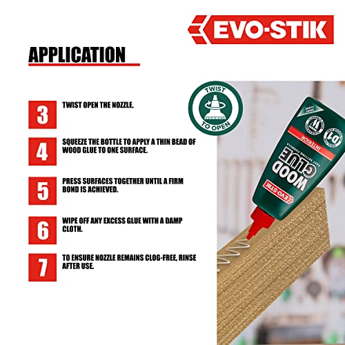 EVO-STIK Wood Glue 500ml - Interior - Extra Strong - Fast Setting Glue - Dries Clear - Suitable for All Wood Types