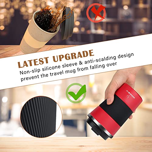 12Oz Travel Mug, Momsiv Insulated Coffee Cup With Leakproof Lid, Vacuum Stainless Steel Double Walled Reusable Tumbler For Hot And Cold Water Coffee And Tea In Travel And Car #TOP4