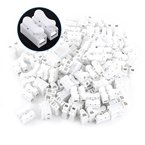 100pcs Terminal Block£¬10A 220V 2 Pin Push Quick Wire Cable Connector White Wiring Terminal£¬Spring Clamp Terminal Quick Terminal Wire Connector