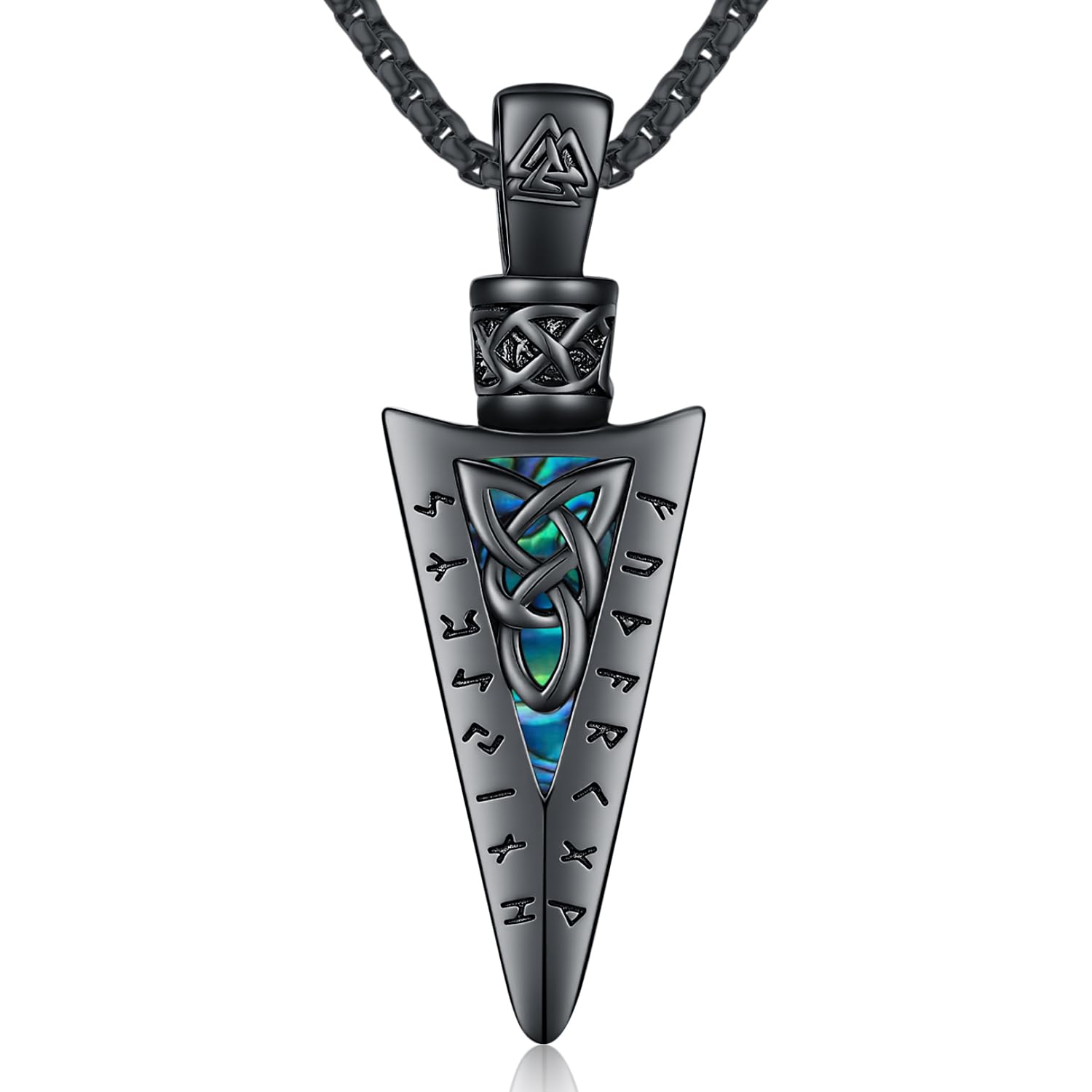 Wikinger Kette Herren 925 Sterling Silbe Pfeil/Thors Hammer/Lebensbaum/ViKing Kreuz Keltischer Anhänger Halskette Amulett Nordische Wikinger Schmuck für Herren Damen