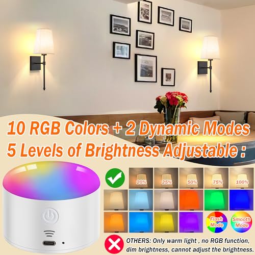 Image of Battery Operated Wall Sconce Light Set Of Two, Battery Operated Sconces Wall Lighting Indoor Wireless Wall Sconce With Remote Control, Dimmable Battery Wall Lamp With 3CCT Bulb For Bedroom Living Room