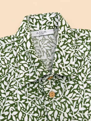 Image of A.T.U.N. (ALL THINGS UBER NICE) Boys 100% Cotton Printed Shirt | Half Sleeve Smart Casual Shirt for Kids | Soft Breathable Button Placket Top