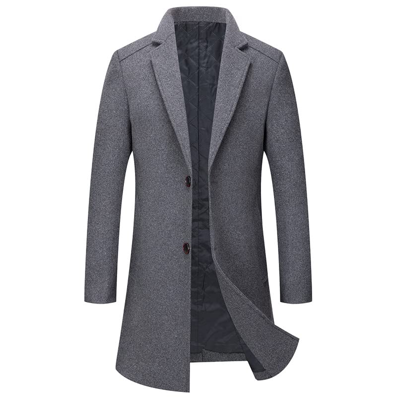 Cappotto da uomo in lana tinta unita trapuntato lungo trapuntato Fashion Walk Business Trench Giacca invernale per la protezione dal freddo e dal vento