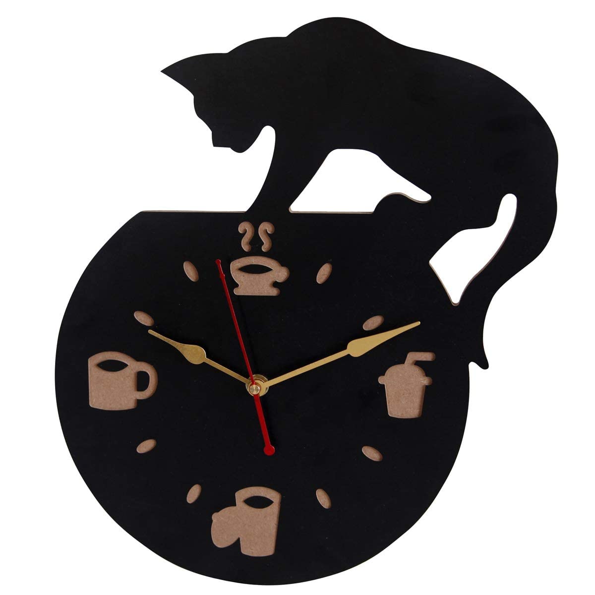 Nirantar impex Wooden Black cat Wall Clock use for Home,Office, Kitchen, Baby Bedroom