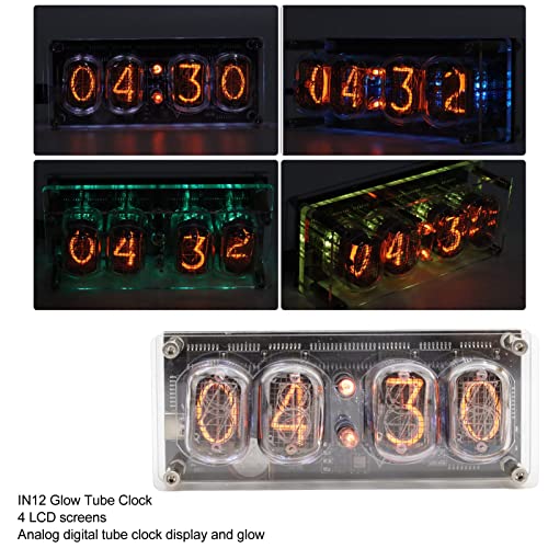 IN12 Glow Tube Time Display Digital Tubo Relógio de Mesa Eletrônico LED Glow Tube Clock Simulação ún