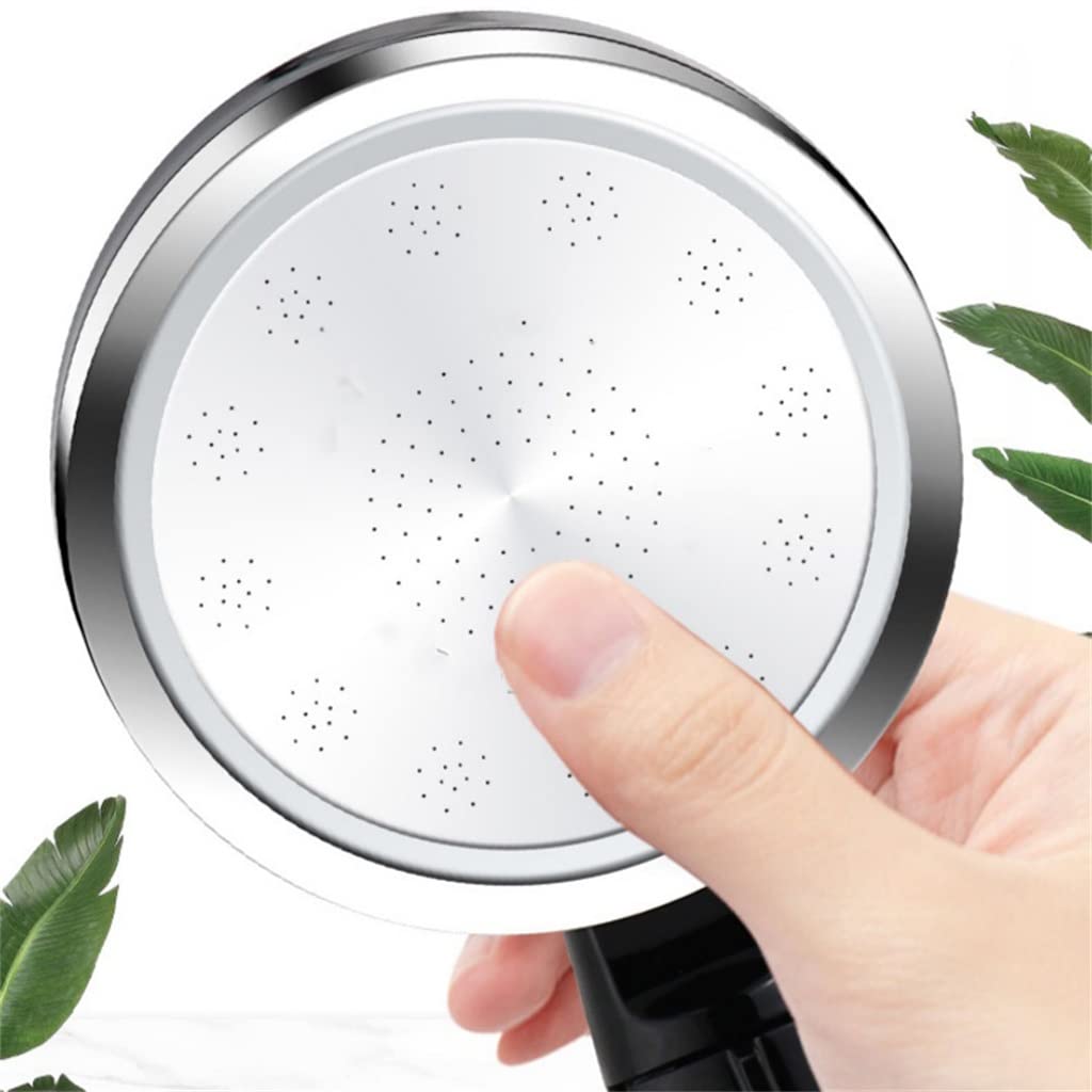 Cabezal de ducha con filtro ajustable, panel grande negro de 9,3 cm, ahorro de agua, alta presión con interruptor de parada, ducha para el cuidado de la piel (color: D, tamaño: 1ps)