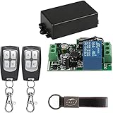 KASER Receptor Universal 433 MHz Radio Receptor con Transmisor Autoaprendizaje 1 Canal para Garaje Puertas Portón Automática Persianas Luces Motor Relay AC 220V (Incluyendo 2 mandos)