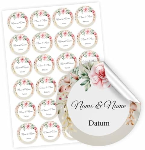 Personalisiertes Aufkleber-Set – 24 Runde Etiketten Mit Wunschtext, 4 Cm, Blau Hortensie Design