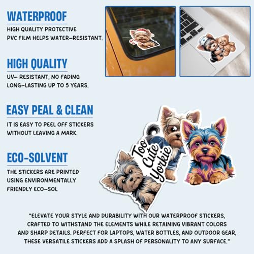 Autocollants vinyle Yorkshire Terrier avec impression haute définition durable (60 pièces) - 8