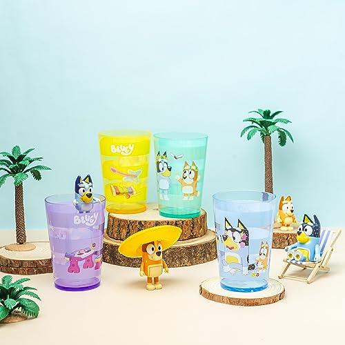 Image of Zak Designs Bluey Nesting Tumbler Set Includes Durable Plastic Cups with Variety Artwork, Fun Drinkware is Perfect for Kids (14.5 oz, 4-Pack, Non-BPA)