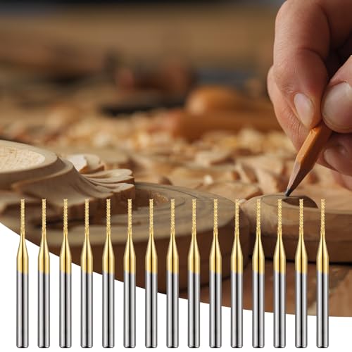 Image of MorningRo 20 Pcs 1 /8'' Shank 1mm End Mill Bits Titanium Coat Carbide End Mill Engraving Milling Cutter CNC Router Bits for PCB Machine
