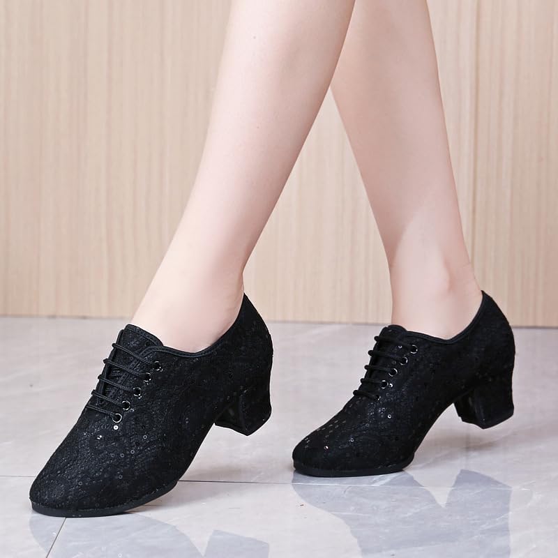 Women Ballroom Dance Shoes Lace up Latin Salsa Jazz Practice Dance Teaching Shoes