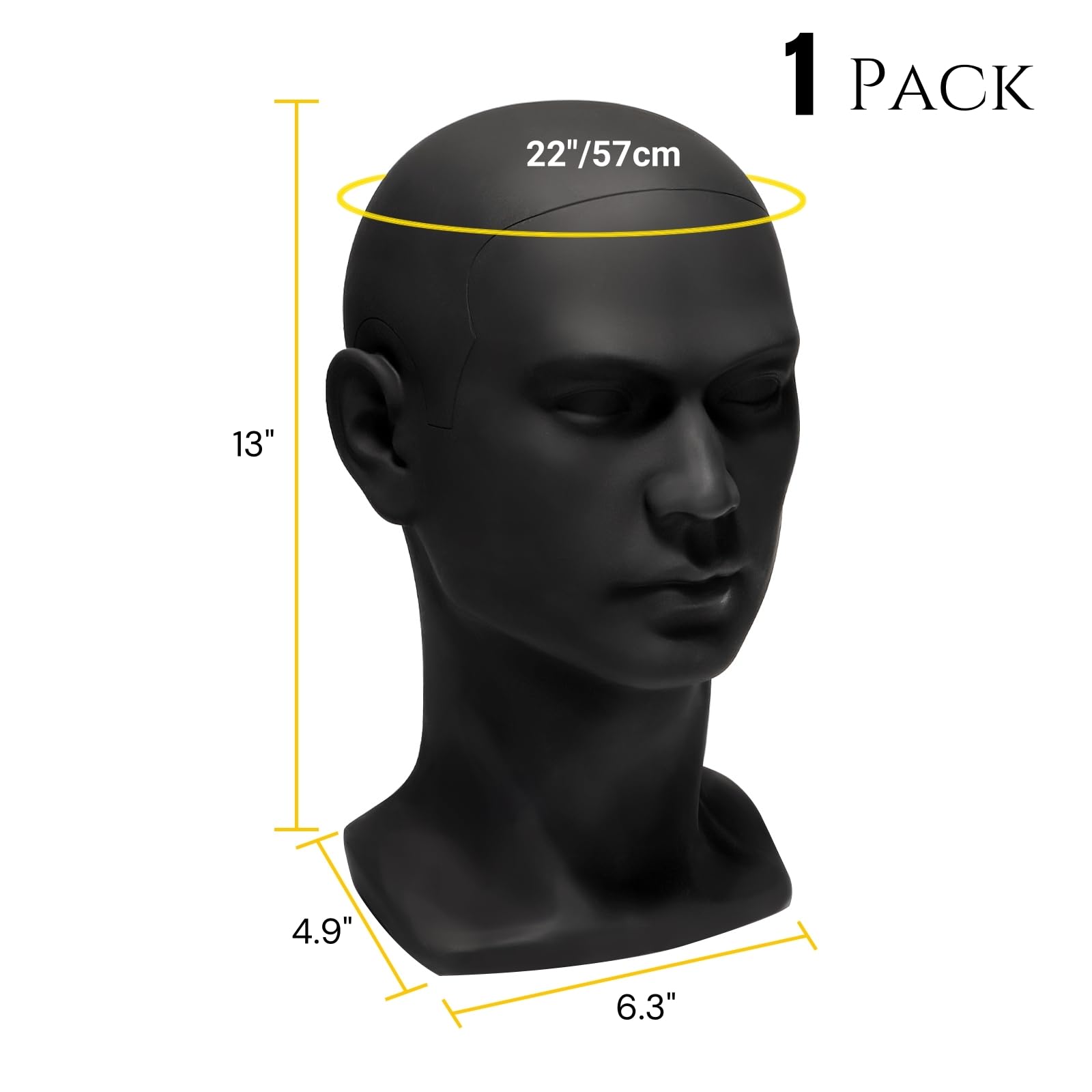 ZOOFOX Male Mannequin Head PVC Display Styling Head for Hats, Wigs and Headwear