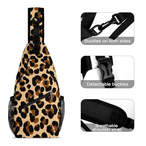 Fashion Chest Bag, Shoulder Bag, Dress Decor Sling Backpack, Casual Day Pack For Men And Women Cheetah Leopard Print3