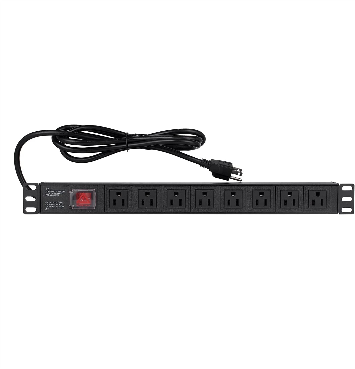 19" 1U Rack Mount PDU Power Strips 6 or 8 Outlet Mountable Power Strip, Wall Mount Outlet Power Strip Heavy Duty, Wide Spaced 15A 125V 1875W, 6 FT SJT 14AWG Power Cord (6FT) (8 Outlet)