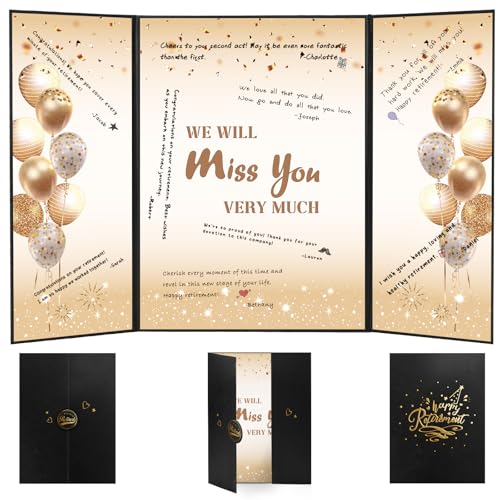 Black Gold Retirement Party Decorations, Retirement Guest Book to Sign, Happy Retirement Decorations, Retirement Gifts for Women and Men, Happy Retirement Signature Board for Retirement Party Supplies