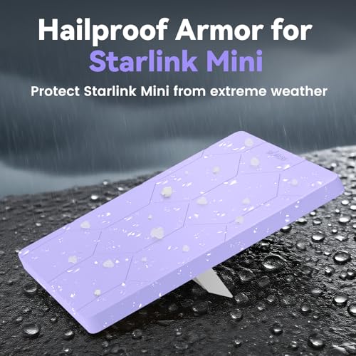Image of Starlink Mini Protective Cover Case, Hailproof Liquid Silicone Protective Case for Starlink Mini Dish, Star Link Minis Accessories Waterproof Shockproof Portable for Outdoor Camping, Purple