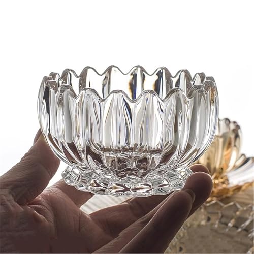 Copa de vidrio con rayas en relieve y plato de alta transparencia 7