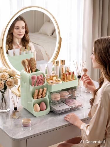 KQJS Large Makeup Organizer Countertop for Vanity Skincare Organizers Green - image 8
