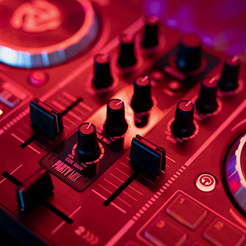 Numark Party Mix | Complete DJ Controller Set for Serato DJ with 2 Decks, Party Lights, Headphone Output, Performance Pads and Crossfader / Mixer