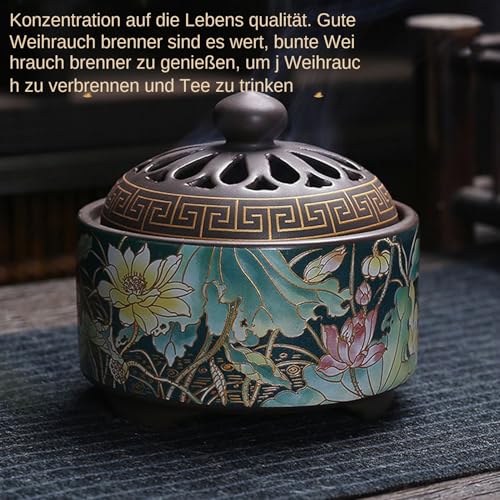 Porte-encens en porcelaine d'art avec motif complexe et finition émaillée - 7