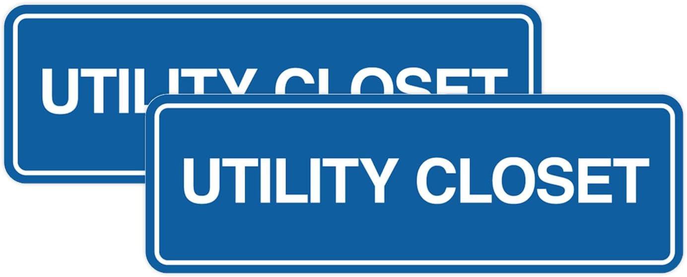 Signs ByLITA Standard Utility Closet Wall or Door Sign | Easy Installation | Office & Home Sign (Blue) - Large 2 Pack