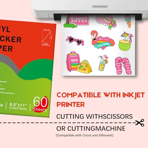 Papier autocollant en vinyle imprimable mat A4 x60 feuilles imperméables