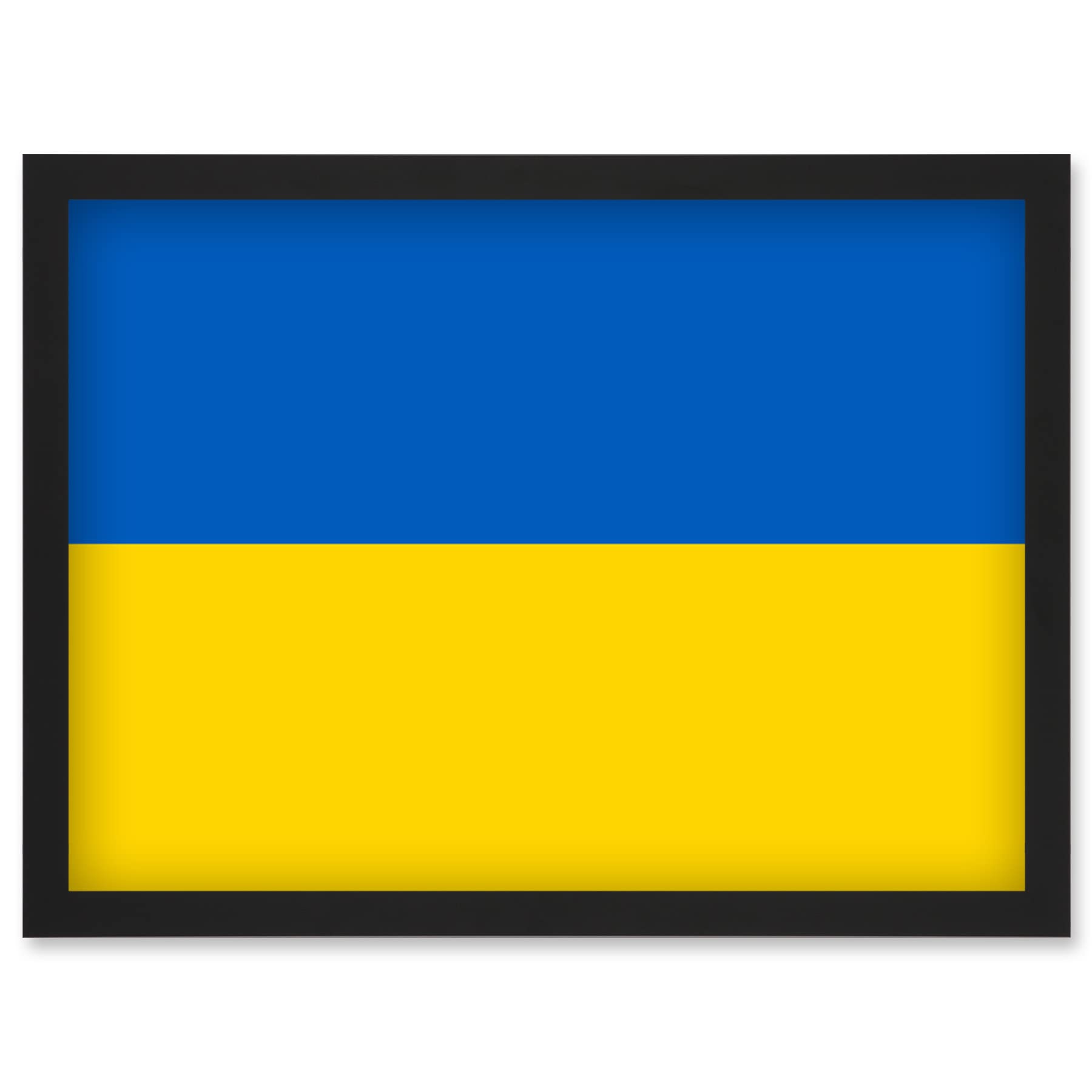 Artery8 Ukraine National Flag Patriotic Vexillology World Flags Country Region Poster Artwork Framed Wall Art Print A4