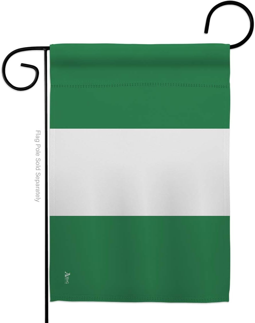 Nigeria Garden Flag Set with Stand Regional Nationality Nation International World Country Particular Area Small Decorative Gift Yard House Banner Made In USA 13 X 18.5