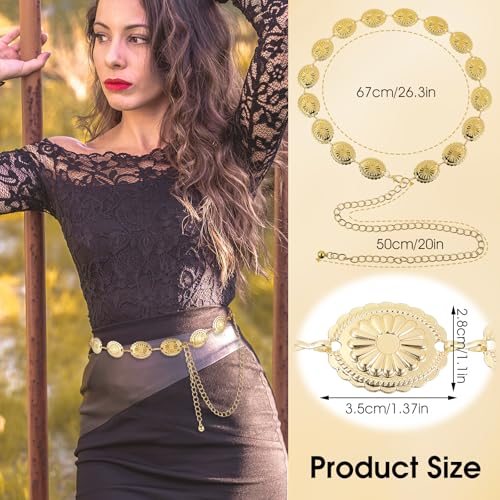 Prasacco Western Belts for Woman Chain Belt Concho Belt Gold Waist Chain Cowgirl Belt Waist Belt Country Belt Boho Belt for Dress Jeans2