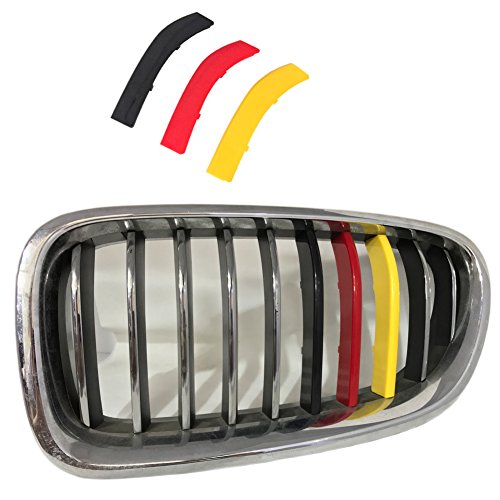Lanyun F10 Grille Insert Trims Stripes Cover Yellow Color Flag Color Decorate For Bmw F10 F11 5 Series 528I 535I 550I With Standard Center Chrome Kidney Grill 10 Beams 10-16 F10 F11 5 Series #TOP17